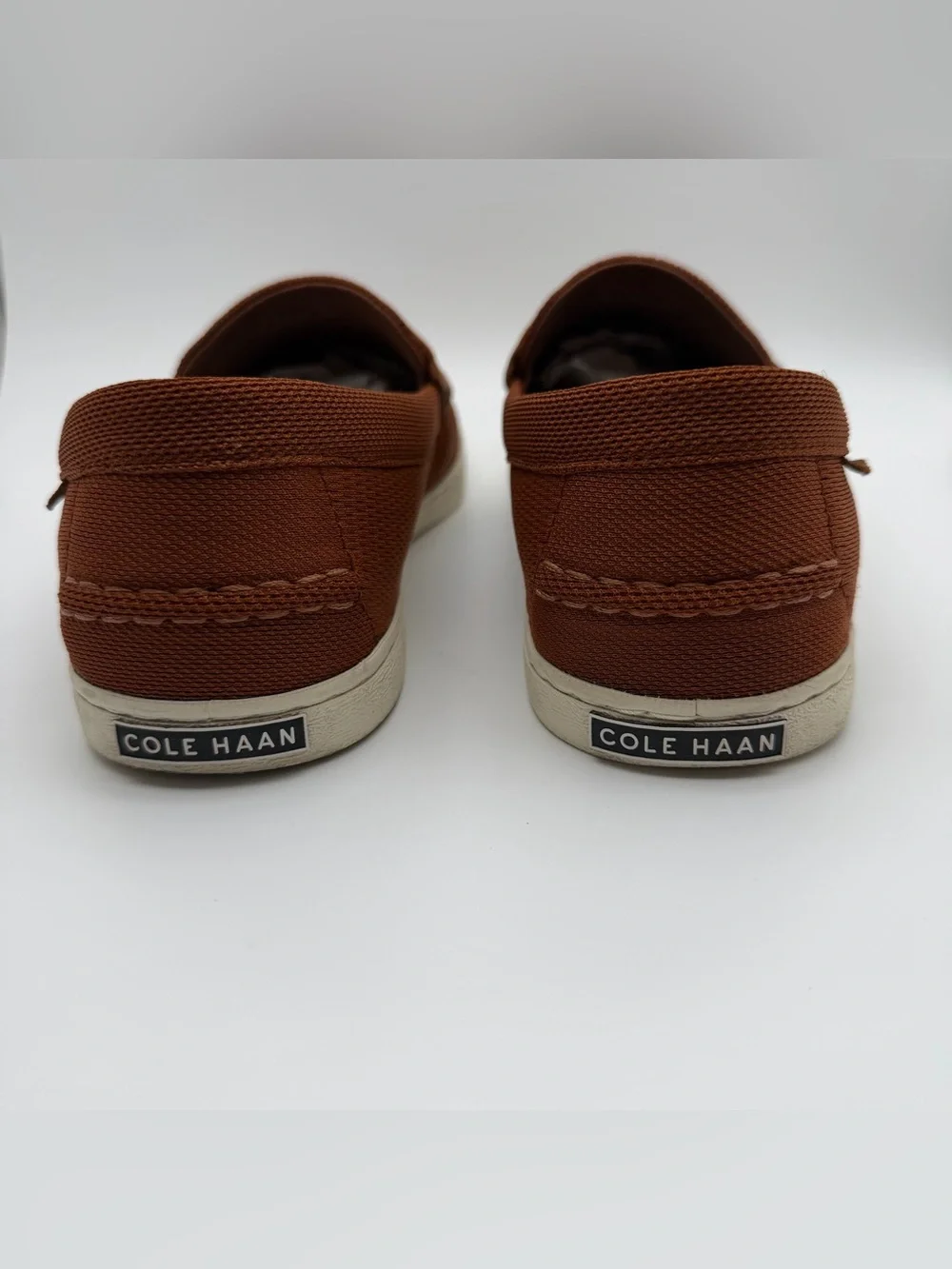 Cole Haan Men’s Nantucket Knit Loafers Boat Shoes Burnt Orange 12